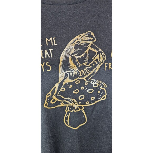 Frog & Mushroom Give Me The Beat Boys Print Crew Neck Sweatshirt Black Size L - Picture 3 of 12